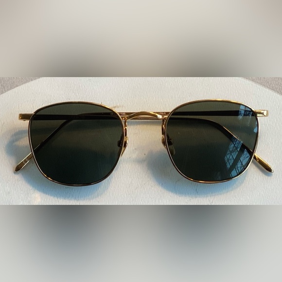 Linda Farrow Unisex Gold Simon Aviator Sunglasses - Picture 1 of 13
